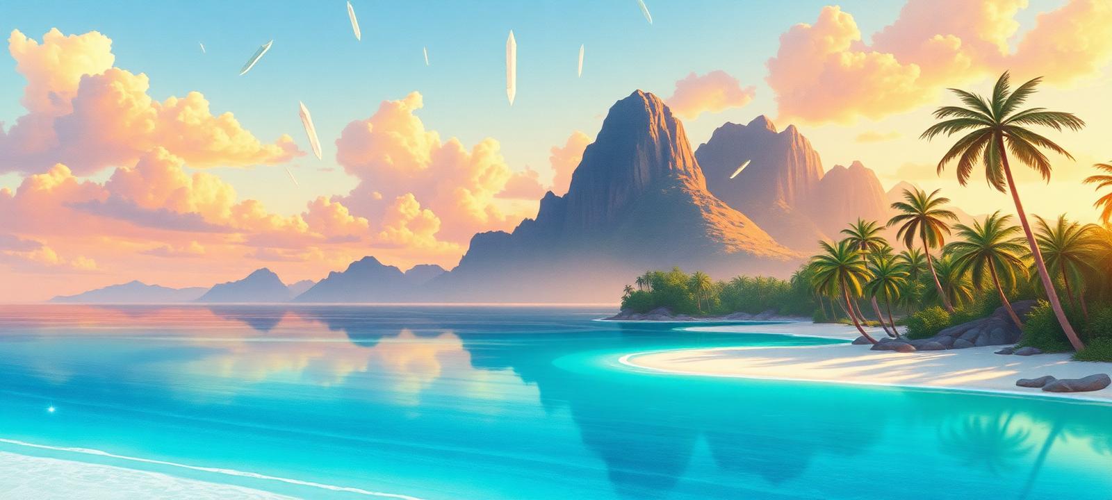 Painterly view of a tropical sanctuary island